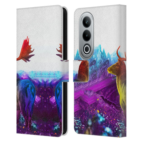 Dave Loblaw Animals Purple Mountain Deer Leather Book Wallet Case Cover For OPPO OnePlus Ace 3V 5G