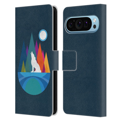 Dave Loblaw Contemporary Art Wolf Mountain With Texture Leather Book Wallet Case Cover For Google Pixel 9 / Pixel 9 Pro