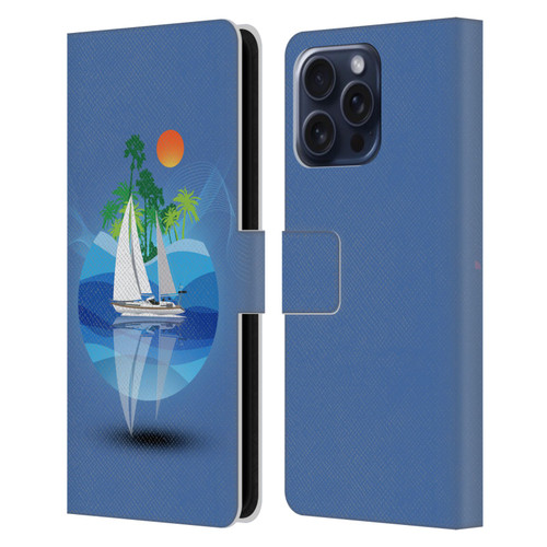 Dave Loblaw Contemporary Art Tropical Waters Leather Book Wallet Case Cover For Apple iPhone 16 Pro Max