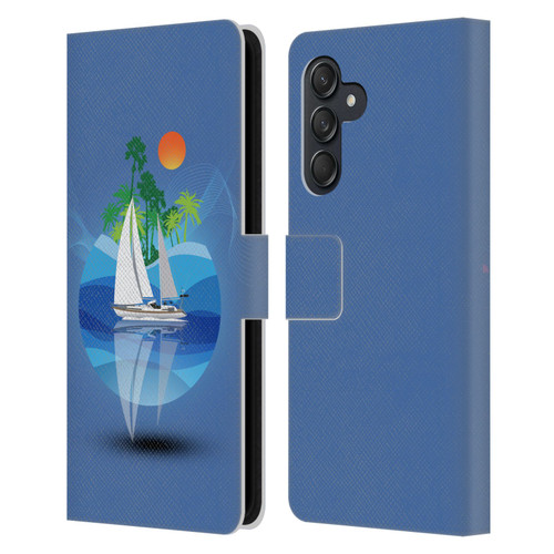 Dave Loblaw Contemporary Art Tropical Waters Leather Book Wallet Case Cover For Samsung Galaxy M55 5G