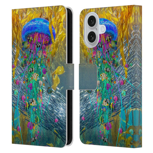Dave Loblaw Jellyfish Jellyfish Kelp Field Leather Book Wallet Case Cover For Apple iPhone 16