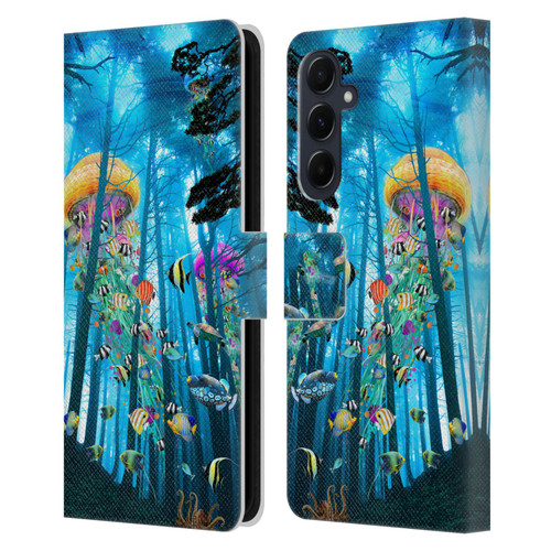Dave Loblaw Jellyfish Electric Jellyfish In A Mist Leather Book Wallet Case Cover For Samsung Galaxy A55 5G