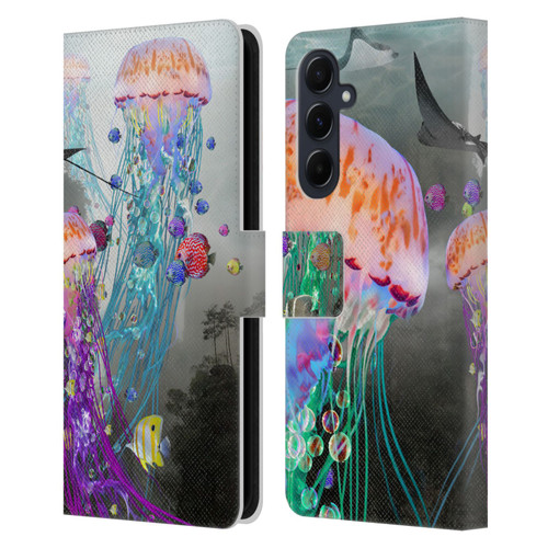 Dave Loblaw Jellyfish Jellyfish Misty Mount Leather Book Wallet Case Cover For Samsung Galaxy A55 5G
