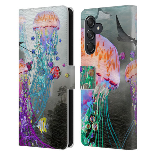 Dave Loblaw Jellyfish Jellyfish Misty Mount Leather Book Wallet Case Cover For Samsung Galaxy M55 5G