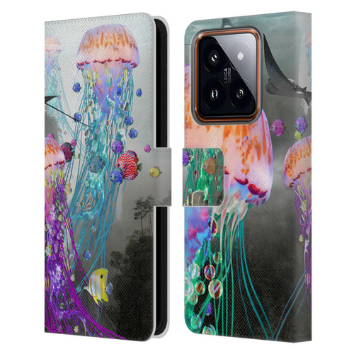 Dave Loblaw Jellyfish Jellyfish Misty Mount Leather Book Wallet Case Cover For Xiaomi 14