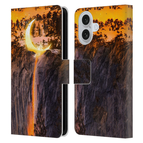 Dave Loblaw Sci-Fi And Surreal Fire Canyon Moon Leather Book Wallet Case Cover For Apple iPhone 16