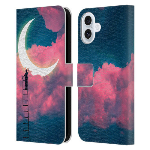 Dave Loblaw Sci-Fi And Surreal Boy Painting Moon Clouds Leather Book Wallet Case Cover For Apple iPhone 16 Plus
