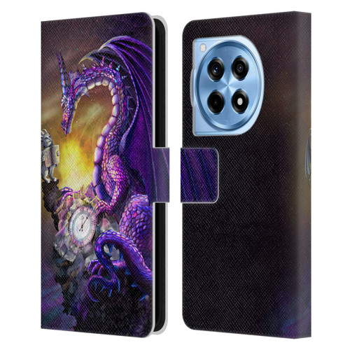Rose Khan Dragons Purple Time Leather Book Wallet Case Cover For OnePlus 12R