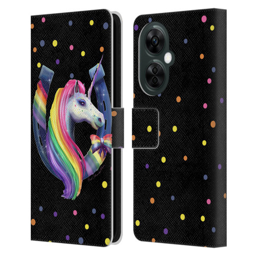 Rose Khan Unicorn Horseshoe Rainbow Leather Book Wallet Case Cover For OnePlus Nord CE 3 Lite 5G