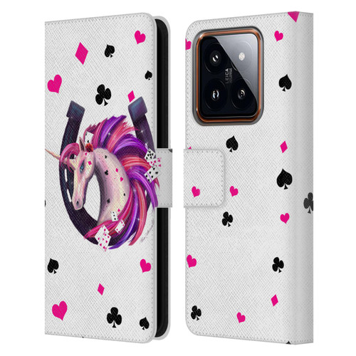 Rose Khan Unicorn Horseshoe Pink And Purple Leather Book Wallet Case Cover For Xiaomi 14