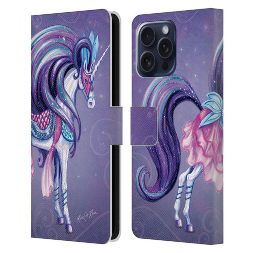 Rose Khan Unicorns White And Purple Leather Book Wallet Case Cover For Apple iPhone 16 Pro Max