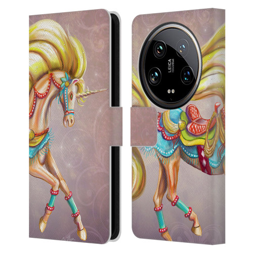 Rose Khan Unicorns Western Palomino Leather Book Wallet Case Cover For Xiaomi 14 Ultra