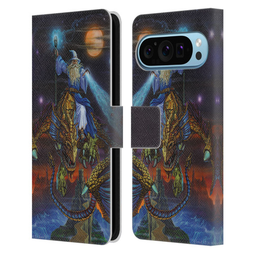 Ed Beard Jr Dragon Friendship Twilight Tempest Leather Book Wallet Case Cover For Google Pixel 9 / Pixel 9 Pro