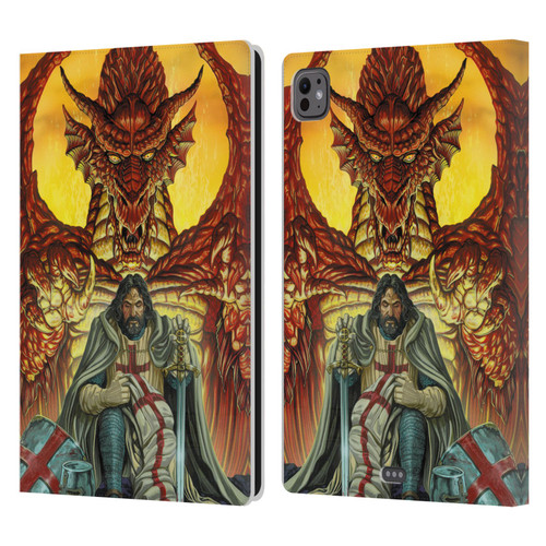 Ed Beard Jr Dragon Friendship Knight Templar Leather Book Wallet Case Cover For Apple iPad Pro 11 M4 2024