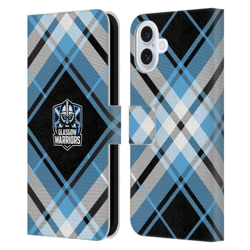 Glasgow Warriors Logo 2 Diagonal Tartan Leather Book Wallet Case Cover For Apple iPhone 16 Plus
