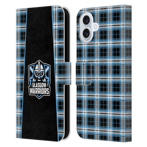 Glasgow Warriors Logo 2 Tartan Leather Book Wallet Case Cover For Apple iPhone 16 Plus