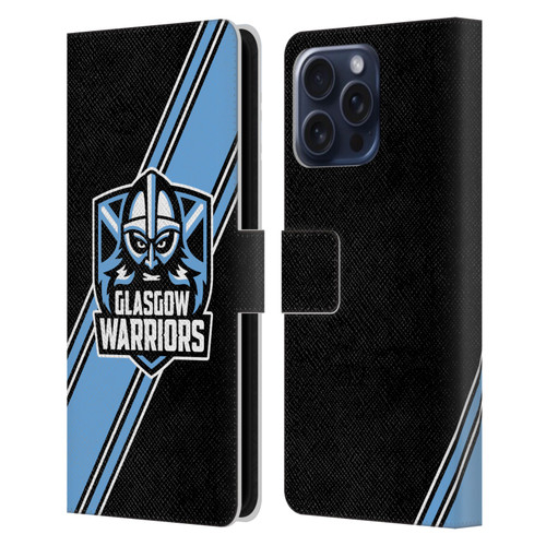 Glasgow Warriors Logo 2 Diagonal Stripes Leather Book Wallet Case Cover For Apple iPhone 16 Pro Max