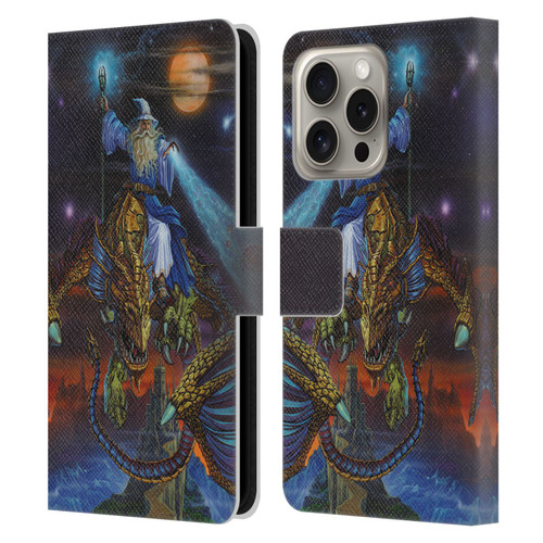 Ed Beard Jr Dragon Friendship Twilight Tempest Leather Book Wallet Case Cover For Apple iPhone 16 Pro
