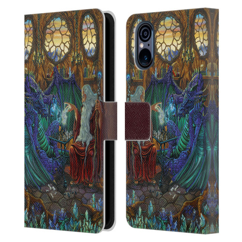 Ed Beard Jr Dragon Friendship Wizard & Dragon Leather Book Wallet Case Cover For Sony Xperia 5 V 5G