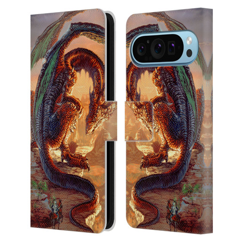 Ed Beard Jr Dragons Bravery Misplaced Leather Book Wallet Case Cover For Google Pixel 9 / Pixel 9 Pro