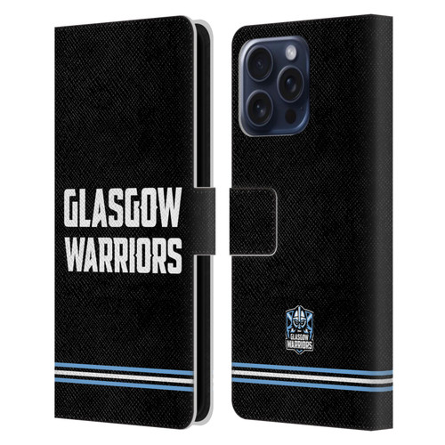 Glasgow Warriors Logo Text Type Black Leather Book Wallet Case Cover For Apple iPhone 16 Pro Max