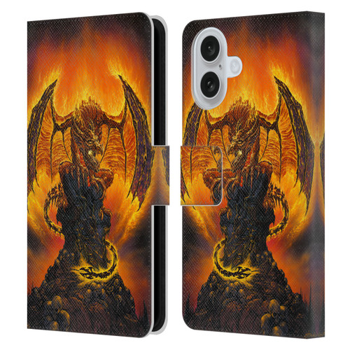 Ed Beard Jr Dragons Harbinger Of Fire Leather Book Wallet Case Cover For Apple iPhone 16