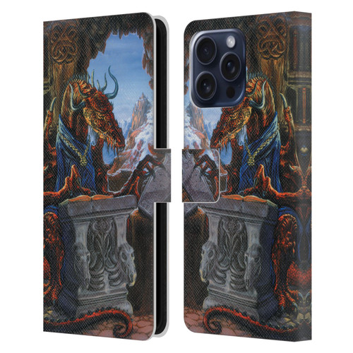 Ed Beard Jr Dragons Ancient Scholar Leather Book Wallet Case Cover For Apple iPhone 16 Pro Max