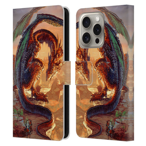 Ed Beard Jr Dragons Bravery Misplaced Leather Book Wallet Case Cover For Apple iPhone 16 Pro