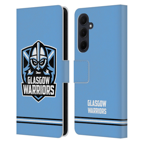 Glasgow Warriors Logo Stripes Blue Leather Book Wallet Case Cover For Samsung Galaxy A35 5G