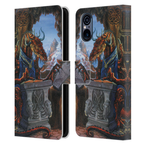 Ed Beard Jr Dragons Ancient Scholar Leather Book Wallet Case Cover For Sony Xperia 5 V 5G