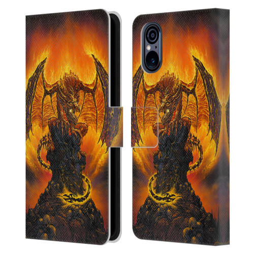 Ed Beard Jr Dragons Harbinger Of Fire Leather Book Wallet Case Cover For Sony Xperia 5 V 5G
