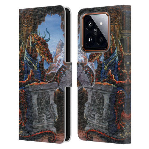 Ed Beard Jr Dragons Ancient Scholar Leather Book Wallet Case Cover For Xiaomi 14