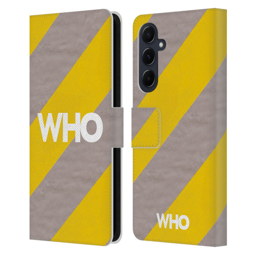 The Who 2019 Album Yellow Diagonal Stripes Leather Book Wallet Case Cover For Samsung Galaxy A55 5G