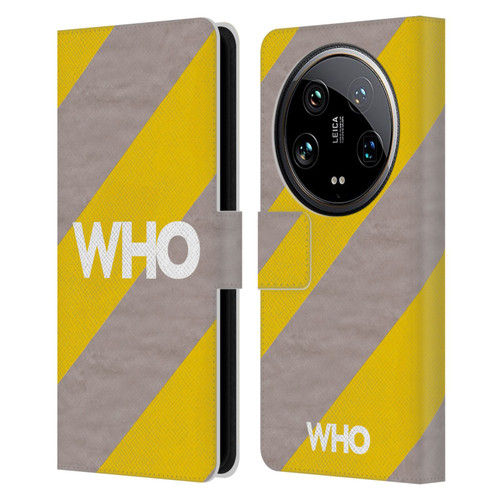 The Who 2019 Album Yellow Diagonal Stripes Leather Book Wallet Case Cover For Xiaomi 14 Ultra