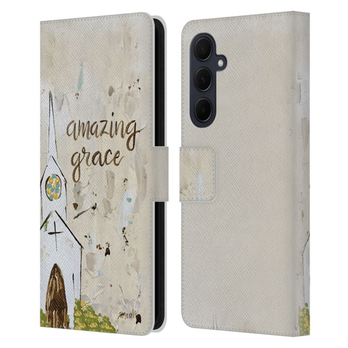 Haley Bush Church Painting Art Leather Book Wallet Case Cover For Samsung Galaxy A35 5G