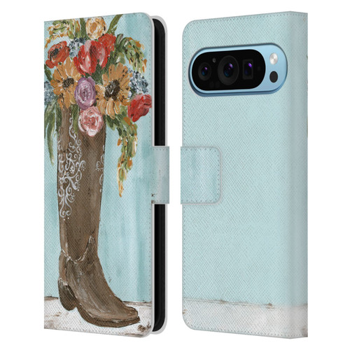 Haley Bush Floral Painting Boot Leather Book Wallet Case Cover For Google Pixel 9 / Pixel 9 Pro