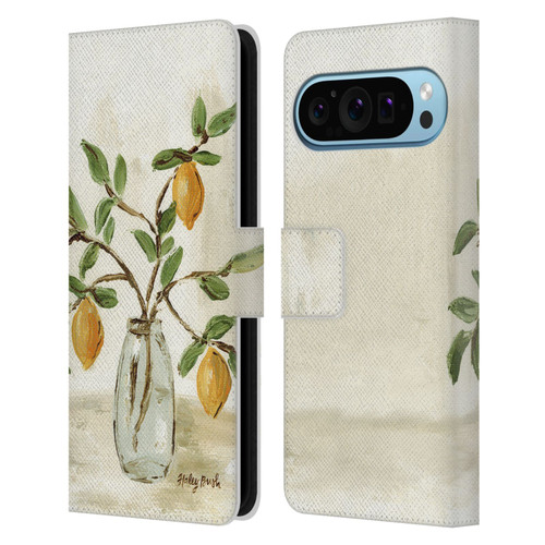 Haley Bush Floral Painting Lemon Branch Vase Leather Book Wallet Case Cover For Google Pixel 9 / Pixel 9 Pro