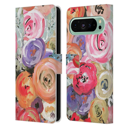 Haley Bush Floral Painting Colorful Leather Book Wallet Case Cover For Google Pixel 9 Pro XL