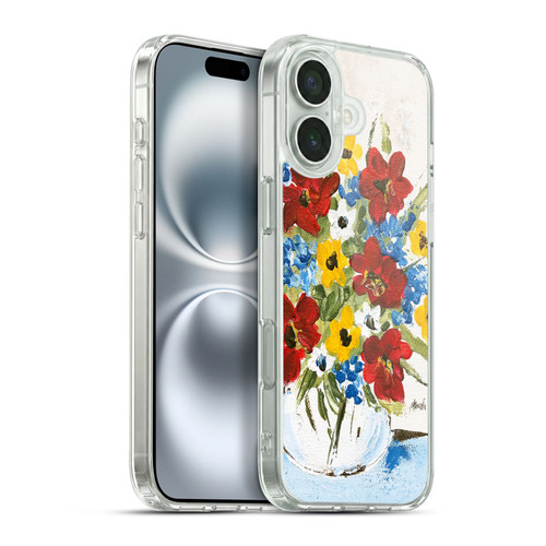 Haley Bush Floral Painting Patriotic Soft Gel Case for Apple iPhone 16 Plus & MagSafe