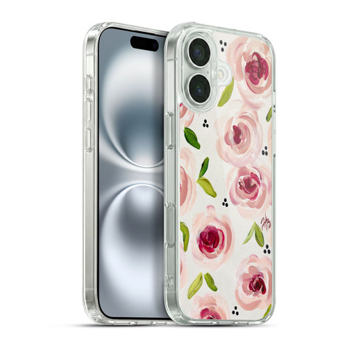 Haley Bush Floral Painting Pink Pattern Soft Gel Case for Apple iPhone 16 Plus & MagSafe