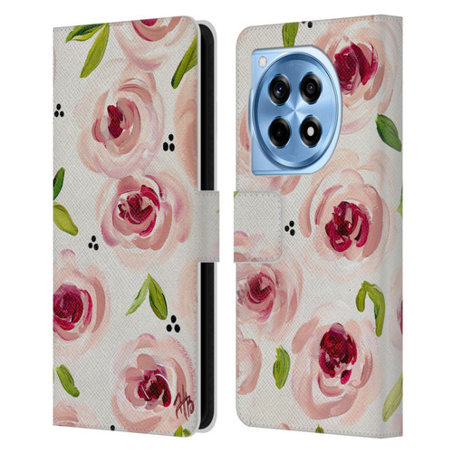 Haley Bush Floral Painting Pink Pattern Leather Book Wallet Case Cover For OnePlus 12R