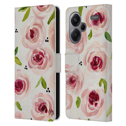Haley Bush Floral Painting Pink Pattern Leather Book Wallet Case Cover For Xiaomi Redmi Note 13 Pro Plus 5G