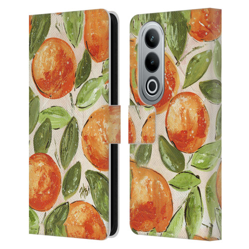 Haley Bush Pattern Painting Orange Splash Leather Book Wallet Case Cover For OPPO OnePlus Ace 3V 5G
