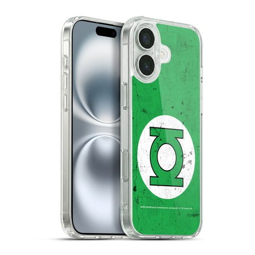 Green Lantern DC Comics Logos Classic Distressed Look Soft Gel Case for Apple iPhone 16 Plus & MagSafe