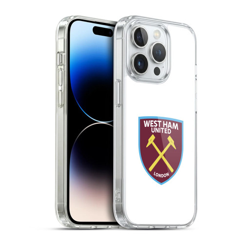 West Ham United FC Crest Full Colour White Soft Gel Case for Apple iPhone 14 Pro