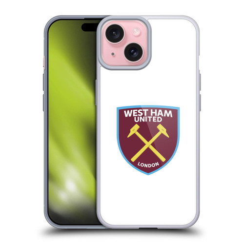 West Ham United FC Crest Full Colour White Soft Gel Case for Apple iPhone 15