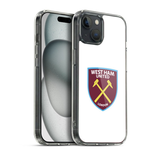 West Ham United FC Crest Full Colour White Soft Gel Case for Apple iPhone 15 Plus