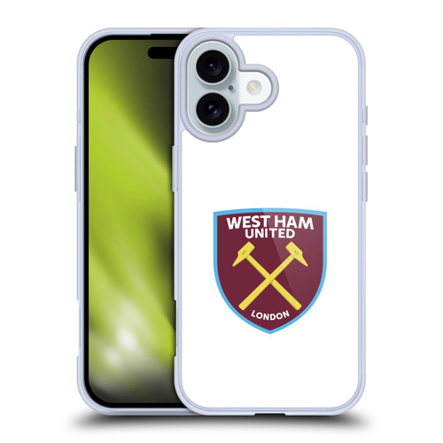 West Ham United FC Crest Full Colour White Soft Gel Case for Apple iPhone 16