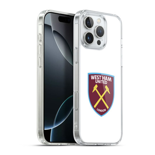 West Ham United FC Crest Full Colour White Soft Gel Case for Apple iPhone 16 Pro Max