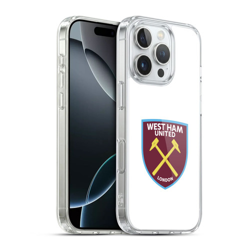 West Ham United FC Crest Full Colour White Soft Gel Case for Apple iPhone 16 Pro